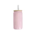 16oz Gradient Pink Glass Can Tumbler with Rhinestone Lid and Straw for Daily Drinking Use - 16oz Pack / Pink