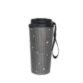 Bling strass geïsoleerde reisbeker 18oz roestvrij staal draagbare auto koffiemok. - 18oz / Zwart Net Zilveren Strass-steentjes