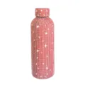 Close-up detail of the stunning red rhinestone insulated water bottle sparkling brilliantly. - 350ml / Red