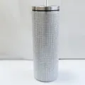20oz bling rhinestone skinny tumbler with straw stainless steel vacuum insulated cup - 570ml / Silver Rhinestone Style (Lid Straw White Box Included)