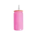 16oz gradient glass cup with rhinestone lid and straw, glitter sparkling drinkware for daily use. - 16oz Pack / Rose Red