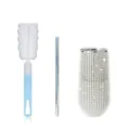 Stainless steel rhinestone wine tumbler set with metal straw and sponge brush for daily use. - Cup + Straw + Brush / Silver
