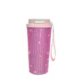 Detailopname van de roze strass isolatiebeker, met schitterende kristallen en deksel. - 18oz / Rozerood
