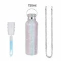 750ml Rhinestone Bling Water Bottle with Metal Chain and Brush for Outdoor Sports - 750ml / With Sponge Brush / AB Color