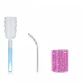 Bling rhinestone mini wine tumbler set featuring stainless steel straw and practical cleaning brush. - Rose Red (Straight) With Sponge Brush / 3oz Pack