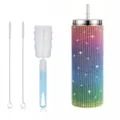 Detaillierte Ansicht des 20oz Strass-Trinkbechers mit Strohhalm und Reinigungsbürsten Set. - 570ml (Inklusive 3 Bürsten) / Regenbogen