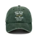 Berretto da baseball slavato vintage per uomo e donna, cappello con stampa retrò. - Verde Scuro