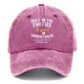Cappellino da baseball vintage lavato per uomo e donna, stampa retrò stile dad hat rosa. - Rosa