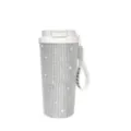 18oz rhinestone vacuum insulated travel coffee mug stainless steel portable cup white - 18oz / Silver