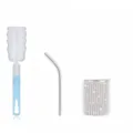 Mini rhinestone insulated wine tumbler set featuring a stainless steel cup, straw, and brush. - Silver (Straight) With Sponge Brush / 3oz Pack