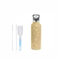 Edler Strass Edelstahl Trinkflasche mit Reinigungsbürsten, doppelwandiger Thermobecher. - 350ml (12oz) / Helles Gold