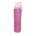 Pink rhinestone water bottle 25oz stainless steel bling tumbler with straw and handle - Rose Red