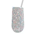 6oz Rhinestone Tumbler Bling Insulated Stainless Steel Egg Cup with Straw for Women - 170ml (6oz) / Iridescent White