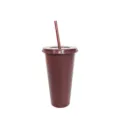 Brown 24oz plastic tumbler with straw and lid, large capacity cup for daily use and party. - Dark Brown