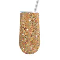 Detailed close-up view of the 6oz stainless steel rhinestone insulated cup with metal straw. - 170ml (6oz) / Multi-color Gold