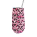 6oz Rhinestone U-Shaped Tumbler Stainless Steel Insulated Cup with Straw Pink - Leopard Pink