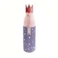 Rhinestone insulated water bottle detail showing purple crystal texture and crown cap design. - 350ml / Purple