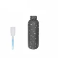 Bling rhinestone insulated water bottle sparkling crystal stainless steel flask with brush - Black Mesh Silver Rhinestones