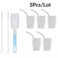 5Pcs/lot mini rhinestone stainless steel insulated tumblers with straws and cleaning brushes. - Tapered Style (With Brushes) / 5 Pieces / Silver