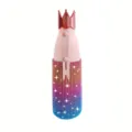 12oz Rhinestone Insulated Water Bottle Crown Lid Bling Stainless Steel Vacuum Flask Pink Cup - 350ml / Rainbow