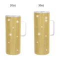 Gold rhinestone insulated tumbler with handle 20oz and 30oz stainless steel coffee travel mug - 650ml (20oz) / Bright Gold