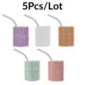 Rhinestone stainless steel mini tumbler detail shot, sparkling bling shot glass with straw set of 5. - Straight-body Style / 5 Pieces / Multicolor