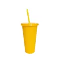 Yellow plastic straw cup 24oz large capacity PP drink tumbler for outdoor party daily use - Yellow