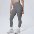 High-waisted solid color yoga pants for women, breathable and skin-friendly fitness leggings. - S / Bottoms / Titanium Gray (7140)