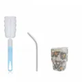 Rhinestone 3oz mini wine tumbler with stainless steel straw and sponge bottle cleaning brush set - Leopard Gold (Tapered) With Sponge Brush / 3oz Pack