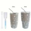 20oz 30oz Rhinestone Bling Tumbler Stainless Steel Vacuum Insulated Cup with Straw Brush - Multicolor