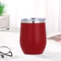 Roter 12oz Edelstahl Weintumbler, doppelwandiger vakuumisolierter Eierbecher mit klarem Deckel. - 360ml / Rot