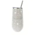 Bling rhinestone insulated tumbler with straw, 6oz stainless steel diamond egg coffee cup. - Silver