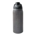 Glitzernde Strass isolierte Trinkflasche mit Doppeldeckel tragbarer Edelstahl Becher - 1000ml / Schwarzes Netz Silberne Strasssteine