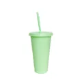 Light green 24oz plastic tumbler cup with straw and lid, ideal for outdoor party and drinks. - Light Green