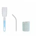 Mini rhinestone stainless steel tumbler set with straw and sponge cleaning brush for car - Blue (Straight) With Sponge Brush / 3oz Pack