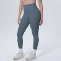 High waist solid color yoga pants breathable fitness running activewear leggings for women - S / Bottoms / Oil Blue