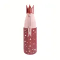 Pink rhinestone insulated water bottle with crown lid, 12oz stainless steel portable travel cup - 350ml / Red