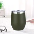 12oz Edelstahl Isolierter Weintasse U Form Eierbecher Vakuum Kaffeetasse Gruen Top - 360ml / Armeegrün