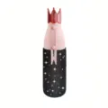 Rhinestone 12oz Stainless Steel Vacuum Insulated Water Bottle Cute Crown Cap Travel Mug - 350ml / Black