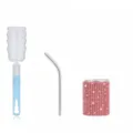 Mini rhinestone stainless steel wine tumbler with metal straw and sponge cleaning brush set. - Red (Straight) With Sponge Brush / 3oz Pack