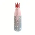 Pink rhinestone 12oz stainless steel crown water bottle, cute portable travel thermos. - 350ml / AB Color