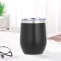 12oz edelstahl isolierter weinbecher schwarz doppelwandig vakuum eierbecher mit deckel - 360ml / Schwarz