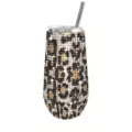 6oz stainless steel diamond tumbler with straw, leopard rhinestone egg shell insulated cup. - Gold Leopard Print