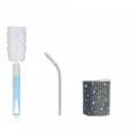 3oz Mini Rhinestone Insulated Wine Tumbler with Metal Straw and Sponge Cup Brush Set - Black Mesh Black Stones (Straight) With Sponge Brush / 3oz Pack