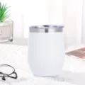 12oz edelstahl weinbecher doppelwandig vakuumisoliert eierbecher mit deckel weiss - 360ml / Weiß