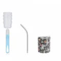 Rhinestone mini wine tumbler with stainless steel straw and sponge brush set for travel. - Leopard Gold (Straight) With Sponge Brush / 3oz Pack