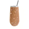 6oz Bling Rhinestone Stainless Steel Vacuum Insulated Tumbler Egg Cup with Metal Straw - Gold