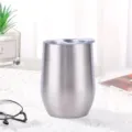 Edelstahl Weinbecher 12oz vakuumisoliert Eierbecher silber Reisetasse fuer Getraenke. - 360ml / Original Edelstahl
