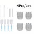 4Stk 12oz Strass Edelstahl Weinglas Set mit Strohhalmen und praktischen Bürsten. - 4-teiliges Set (Mit Bürste & Strohhalm) / AB-Farbe