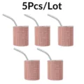 Set of 5 mini rhinestone shot tumbler cups with straws, 3oz stainless steel party cups. - Straight-body Style / 5 Pieces / Rose Gold